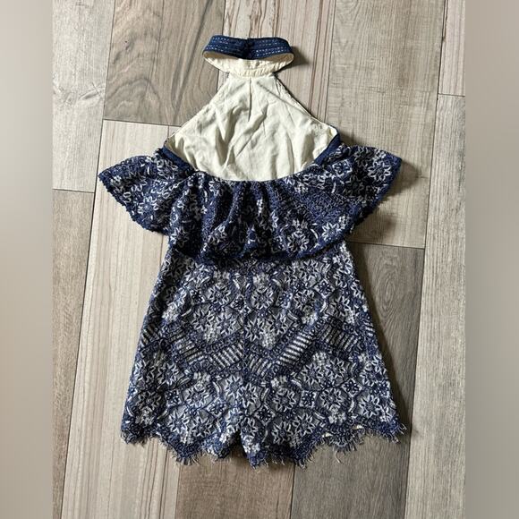 Anthropologie foxiedox daleyza blue lace halter romper sz small shower outfit - Picture 5 of 11